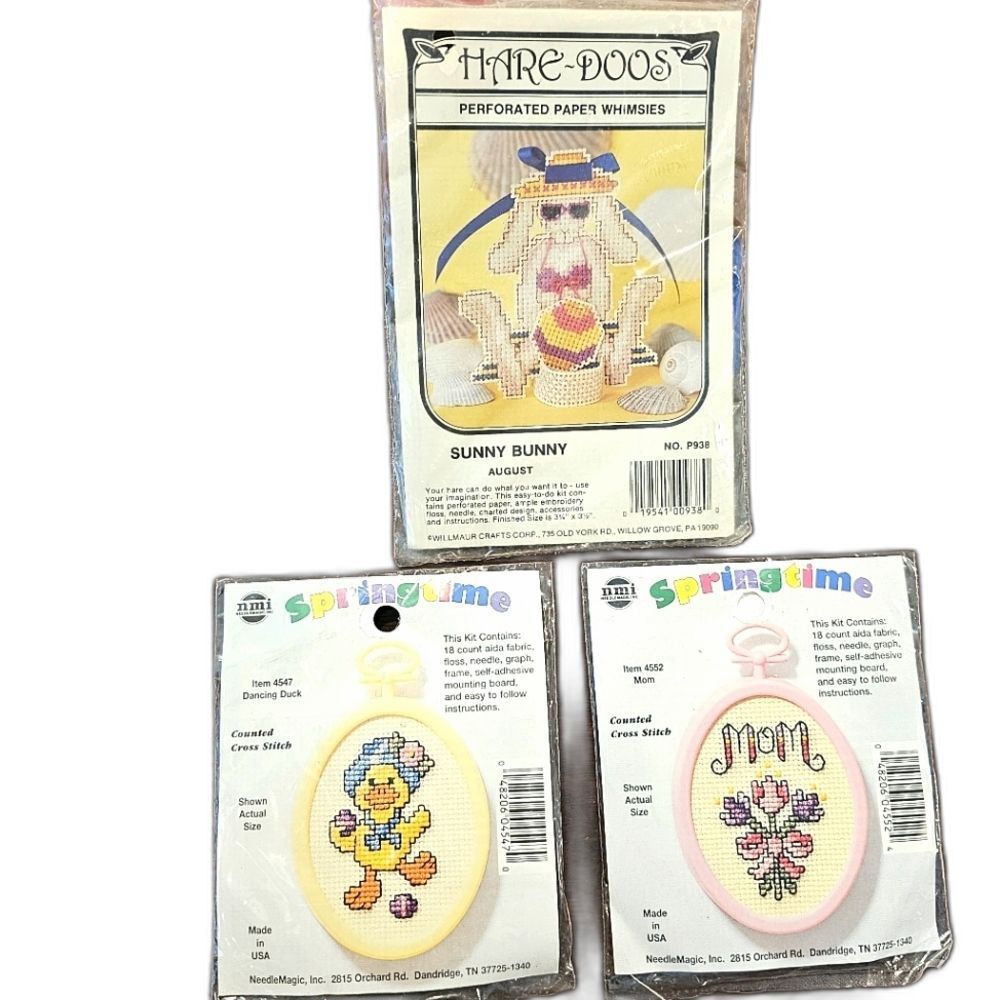 Cross-Stitch kits Springtime Cute Mother's Day Beach Bunny Spring Duck Mini  3pc